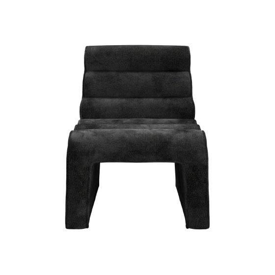 Wyld Haus Midleton Retro Upholstered Black Chenille Ribbed Accent Chair