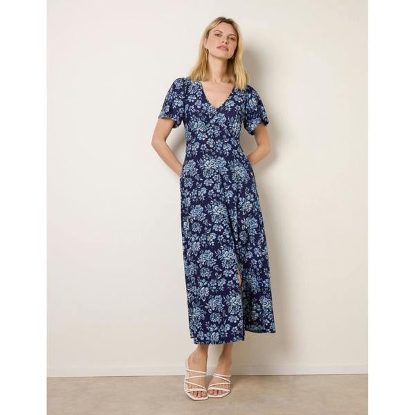 Blue Vanilla Floral Button Through Midi Dress