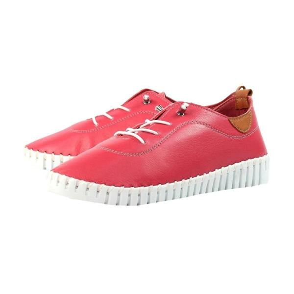 Lunar Womens/Ladies Flamborough Leather Shoes - Raspberry - 