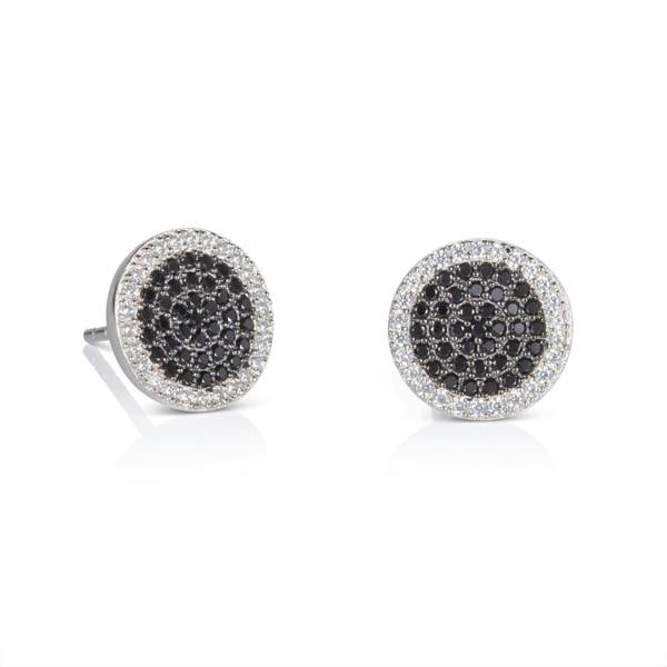 925 Sterling Silver Black and White Disc Earrings for Women - namana.london