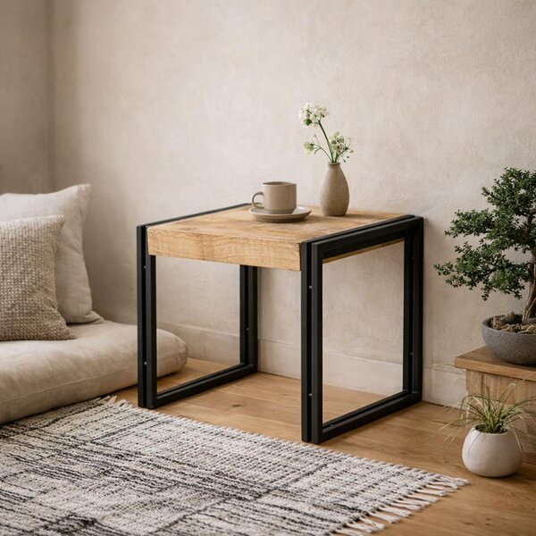 Wyld Haus Toivakka Industrial Reclaimed Wood and Metal Small Coffee Table