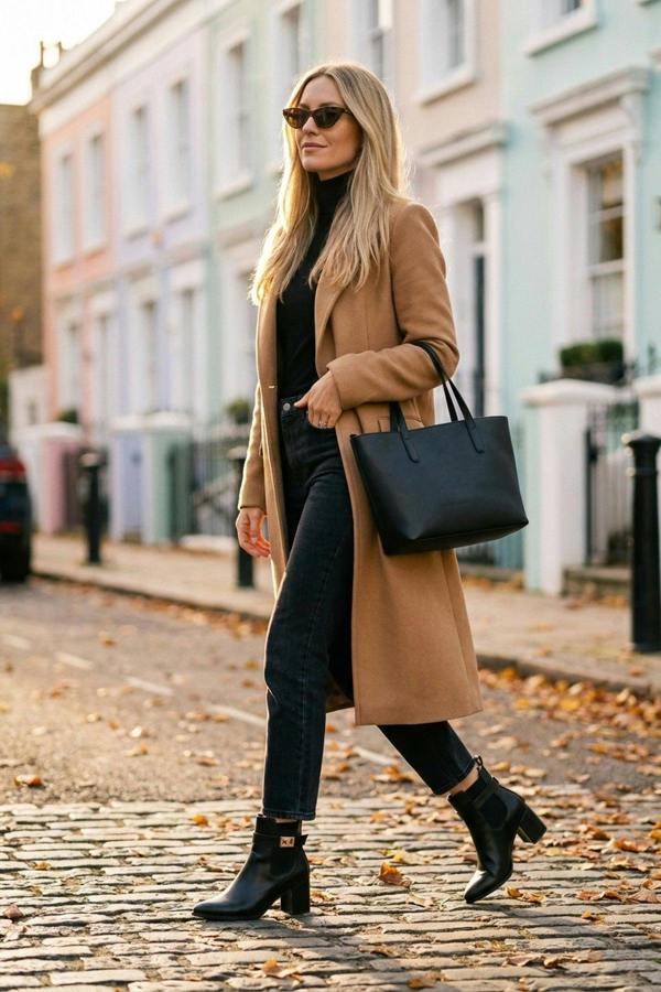 Genevieve Pointed Toe Block Heel Boots - Black