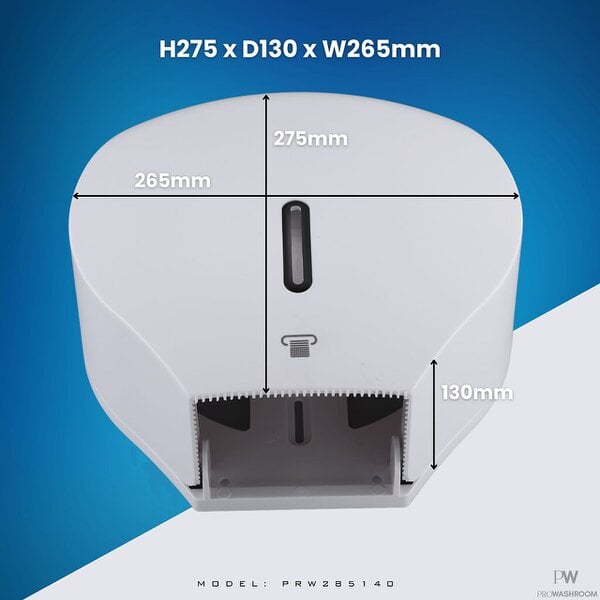 ProWashroom Pro Washroom Jumbo Toilet Roll Dispenser Wall-Mounted, Lockable, ABS Durable White Matte Finish
