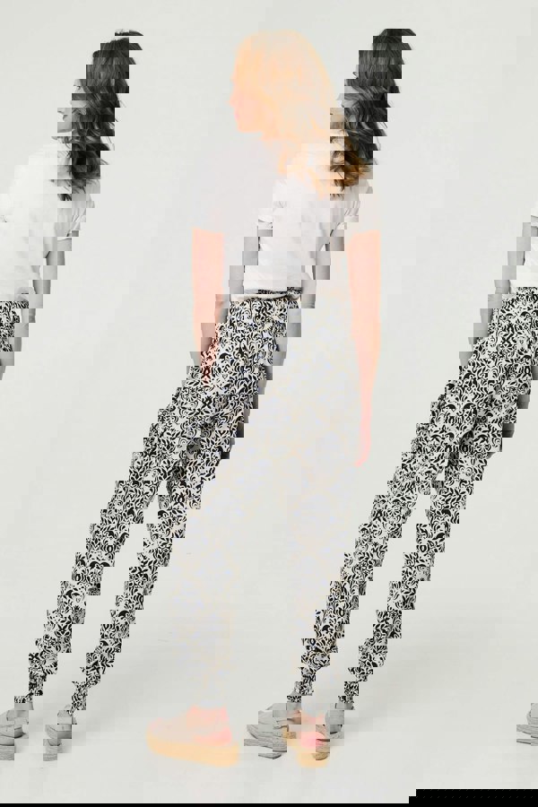 Navy | Ikat Print High Waist Tapered Harem Pants
