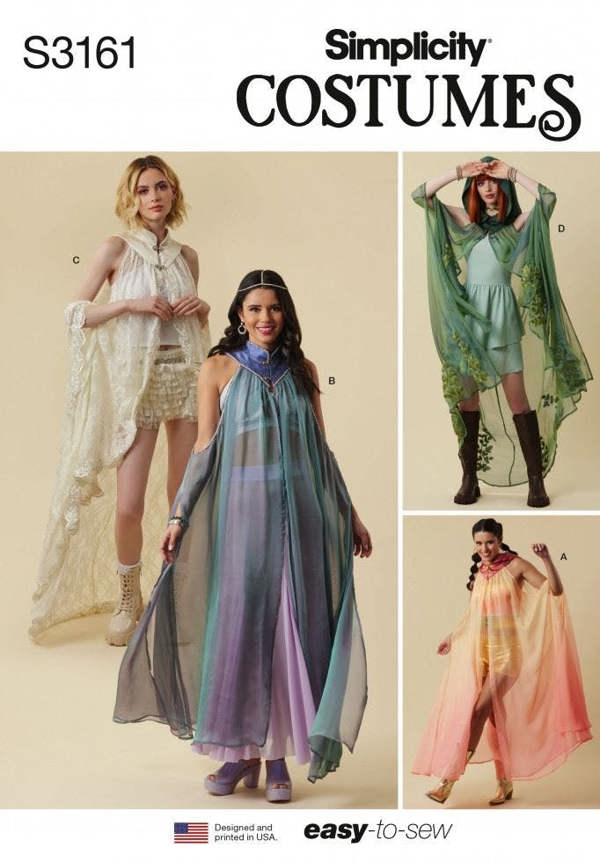 Simplicity Sewing Pattern 3161, Costumes, Capes for Women, A (XS-S-M-L-XL) - Easy