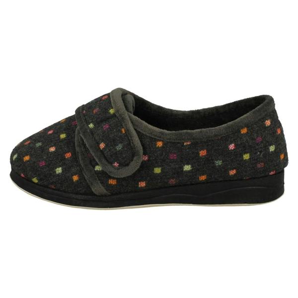 Padders Ladies Padders Wide Fitting Hook & Loop Slippers Lotty