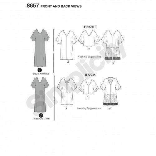 Simplicity Sewing Pattern 8657, Tunics, Tops, Caftans for Women, A (XXS-XS-S-M-L-XL-XXL) - Intermediate