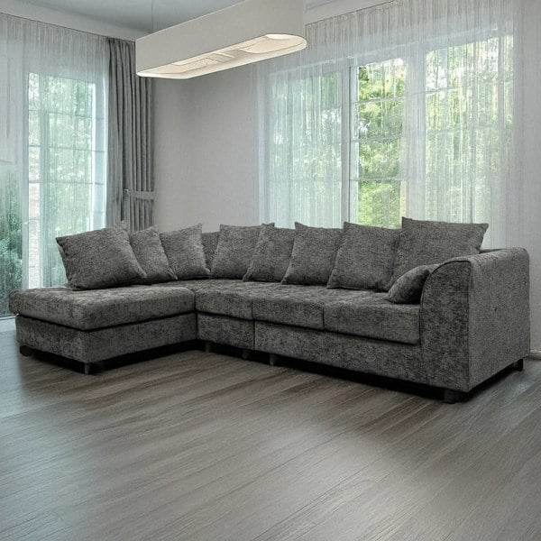 Furnishings For Less Monaco Chenille Fabric 5 Seater L Shaped Corner Sofa