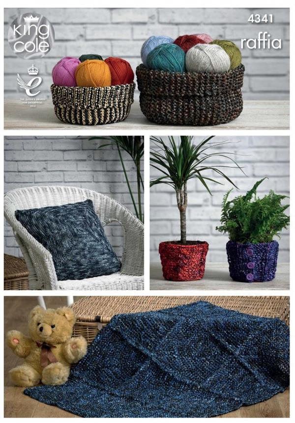 King Cole Raffia Crochet Pattern 4341, Accessories, Cushions, Rugs - Intermediate