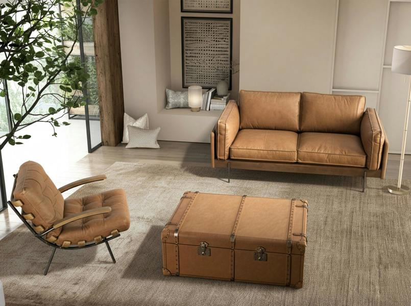 Angel Cerdá Brown leather and ash armchair 5153