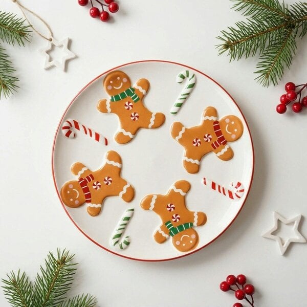 Garden Greatness Ceramic Gingerbread Man Dinner Plate Door Accent