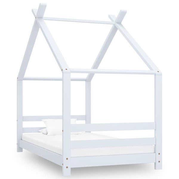 Berkfield Kids Bed Frame White Solid Pine Wood 80x160 cm