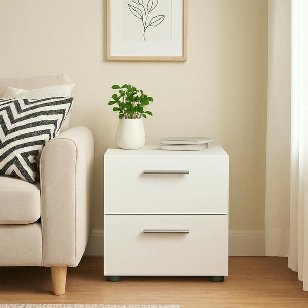 Wyld Haus Daejeon White Wooden Bedside 2 Drawers