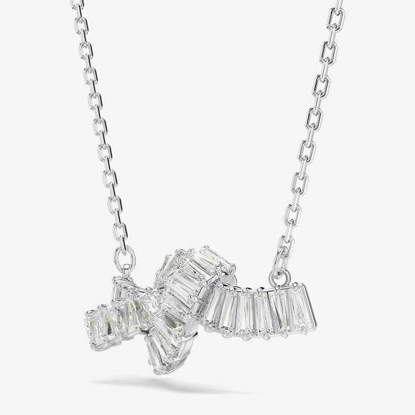 Swarovski Matrix Rhodium Plated White Zirconia Knot Necklace 5728553