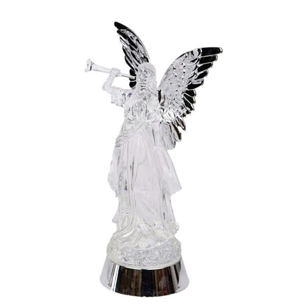 33cm LED Light Up Angel Water Spinner Decoration in Clear Acrylic with Swirling Glitter image 2