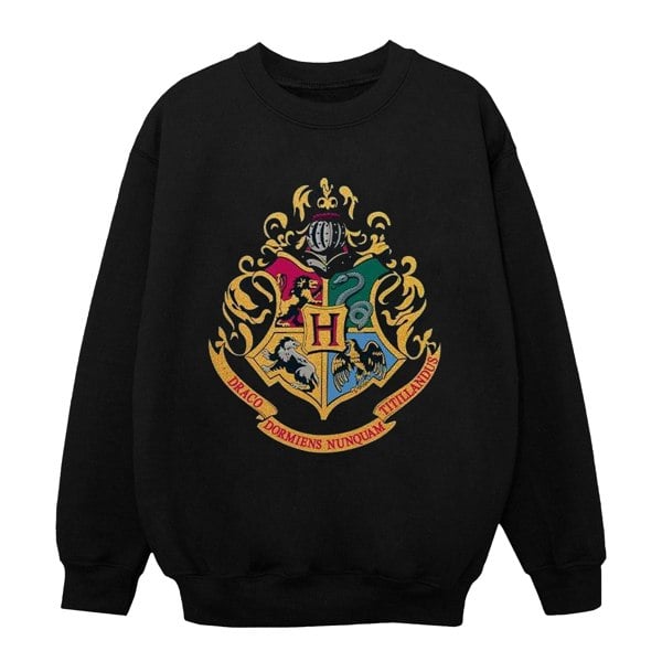 Harry Potter Boys Hogwarts Crest Gold Ink Sweatshirt - Black