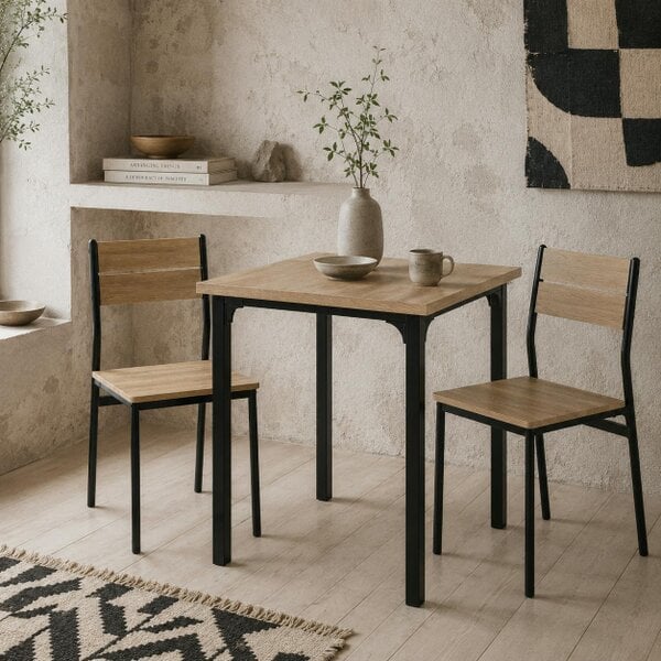 Wyld Haus Lalara Wooden Light Wood Grain 3 Piece Compact Dining Set