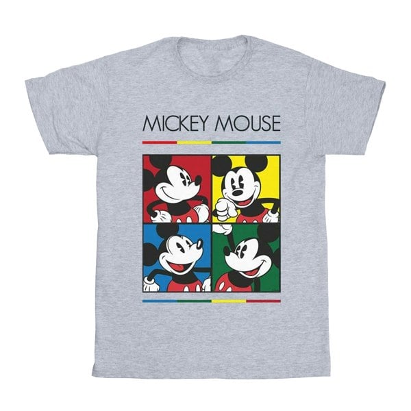 Disney Boys Mickey Mouse Square Colour T-Shirt - Sports Grey