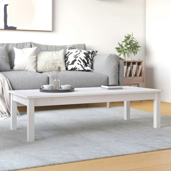 Berkfield Coffee Table White 110x50x30 cm Solid Wood Pine