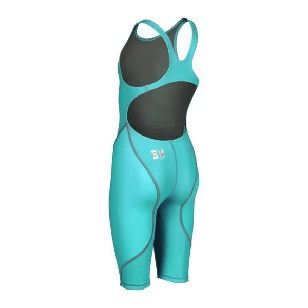 Arena Girls Powerskin ST NEXT teal black cycling bib shorts in recycled materials