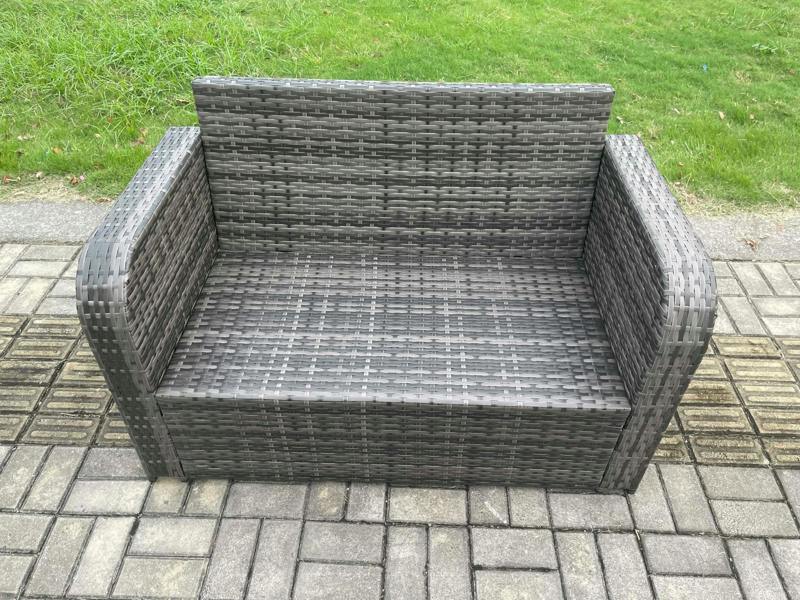 Fimous 2 Seater Curved Arm Rattan Love Sofa Patio Outdoor Garden Furniture With Cushion
