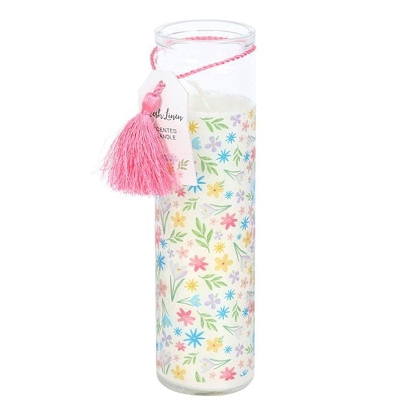 Serano Spring Floral Print Fresh Linen Tube Candle