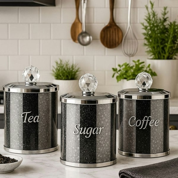 smartbies Luxury Crystal Tea, Coffee & Sugar Canister Set