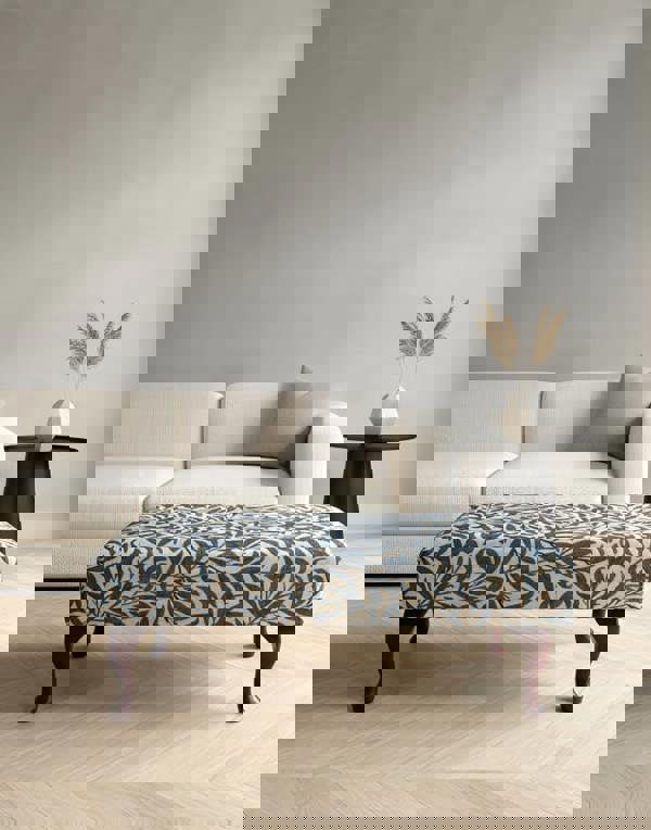 ISTOOLS Premium Will Blue Velvet Footstool Ottoman – Non-Storage Multifunctional Footrest & Coffee Table Pouffe