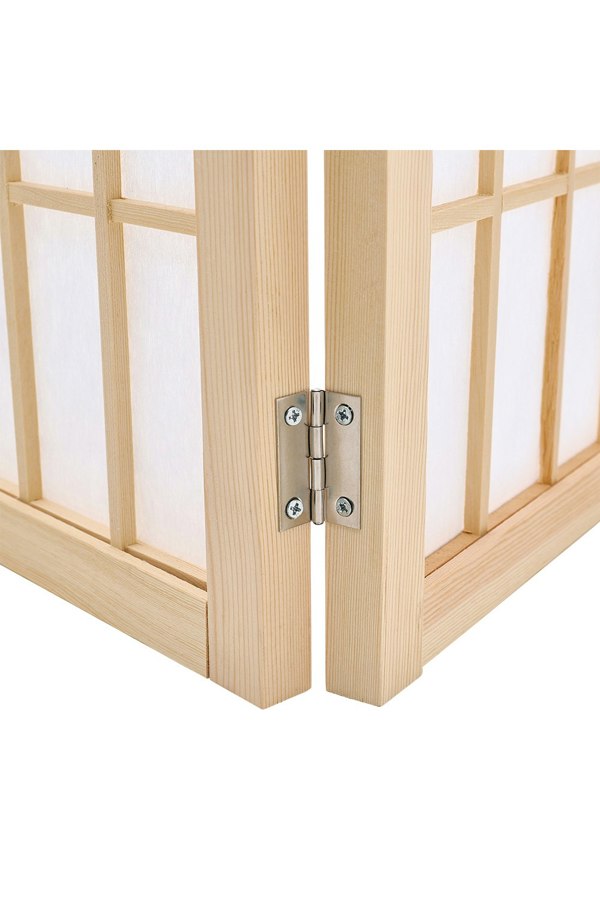 Living and Home 4-Panel Natural Solid Wood Folding Room Divider Screen
