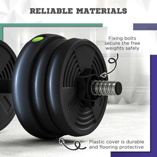 Adjustable Weight Barbell & Dumbbells Set Free Weights Strength Muscle Exercise Home Gym Training, Black and Green