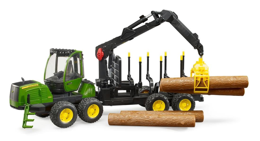Bruder John Deere 1210E Forwarder with grab and 4 trunks Detailed Vehicle & Playset Model