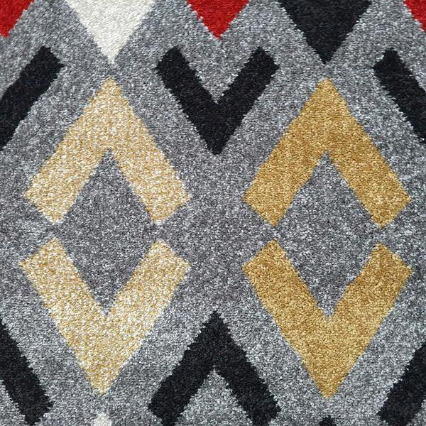 Grey Rug Modern Red Yellow Mustard Patterned Rug Woven Carpet Small Large New