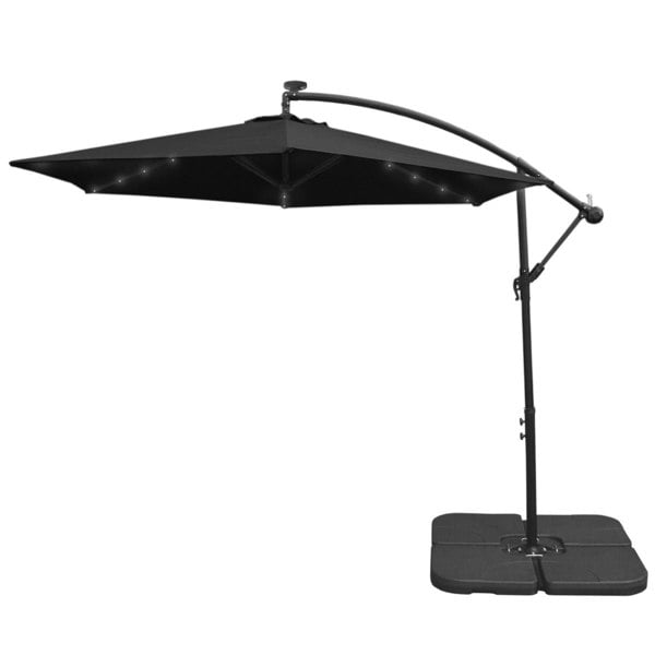 Monstershop Black 3m LED Cantilever Parasol With Plain Base