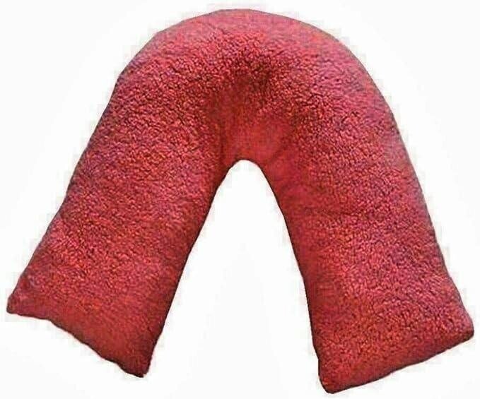Night Zone Teddy Bear Fleece V Shaped Pillow – Soft Support Cushion with Case or Cover Only - Red - Cover Only