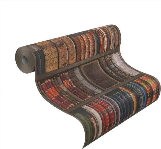 Rasch Wallpaper Library Books Dark Multi Wall Paper 934809