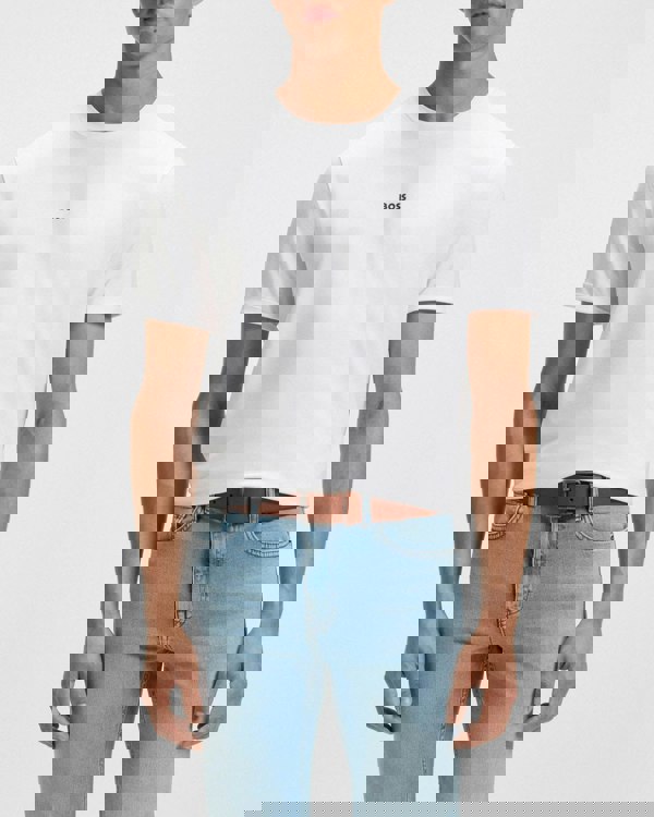 BOSS Orange Jeeko Mens Leather Belt with Logo Buckle - Medium Brown 210