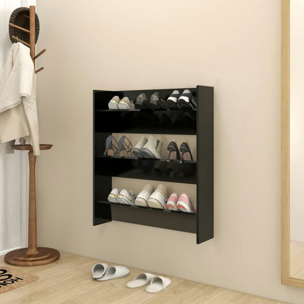 Berkfield Wall Shoe Cabinet Black 80x18x90 cm Engineered Wood