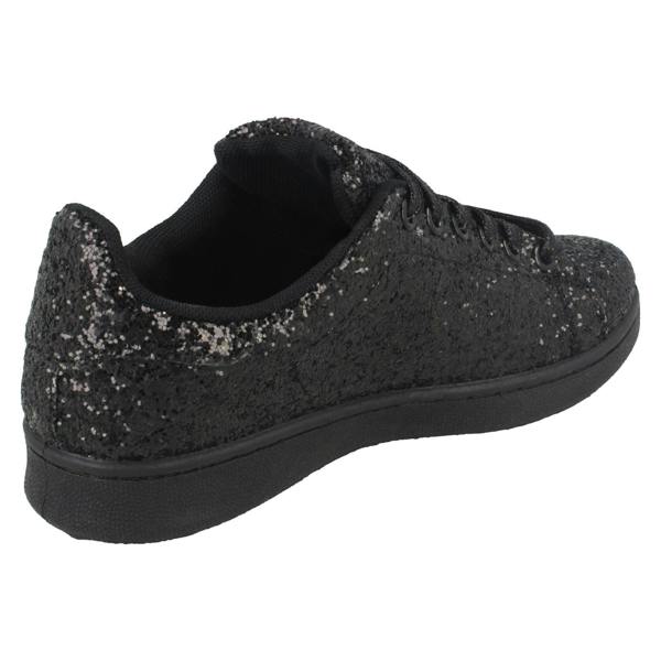 Spot On Ladies Spot On Glittery Lace Up Trainers