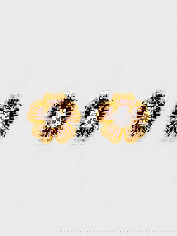 Coach Signature Tea Rose Stud Earrings Metal