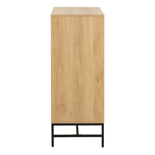 Wyld Haus Bjork Natural Oak Wood and Black Panelled Chest of 4 Drawers
