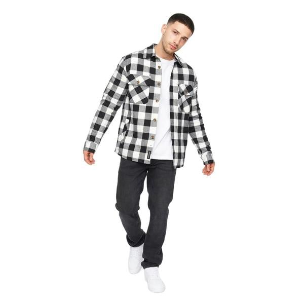 Crosshatch Mens Demaro Checked Lined Overshirt - Black/White - 