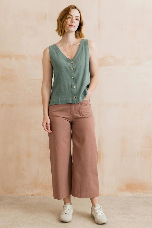 Lily & Me Amelia Cropped Wide Leg Trousers Soft Pink