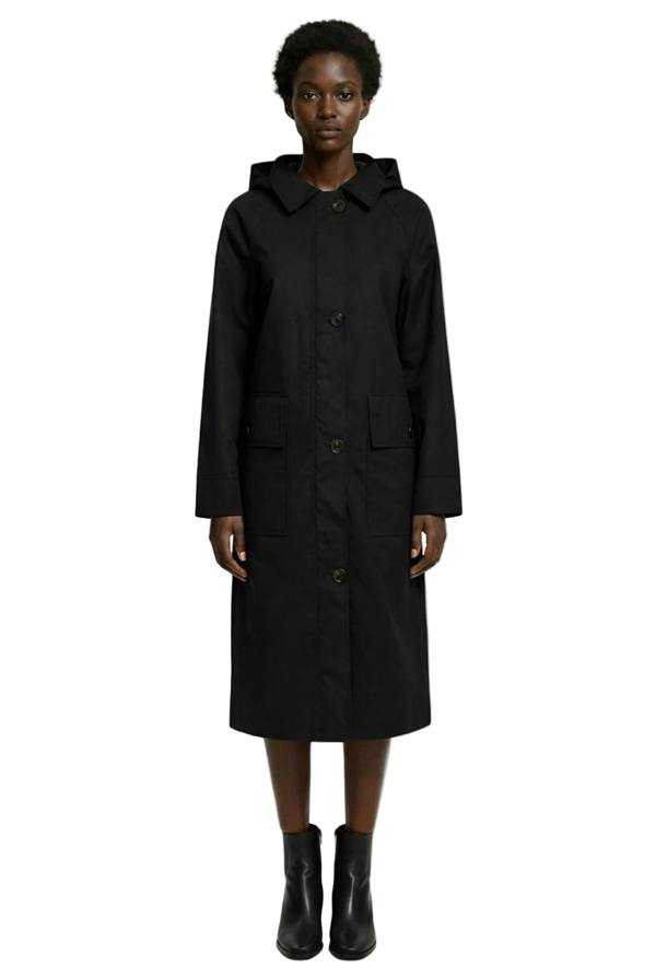 Elle Waxed Cotton Long Coat