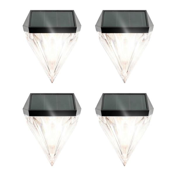 Gardenwize Pack of 4 Solar Fence Lights – Diamond LED Wall Lights