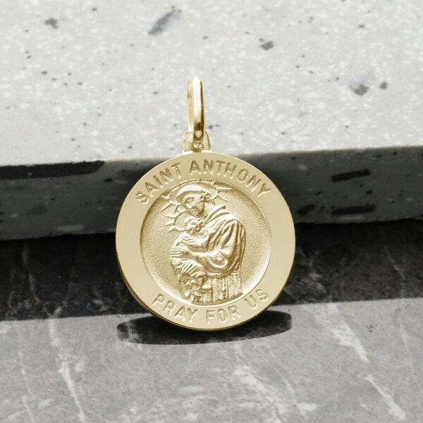 Christopher James of London 9ct Yellow Gold Plated St Anthony 3D Medal With Optional Engraving and Chain