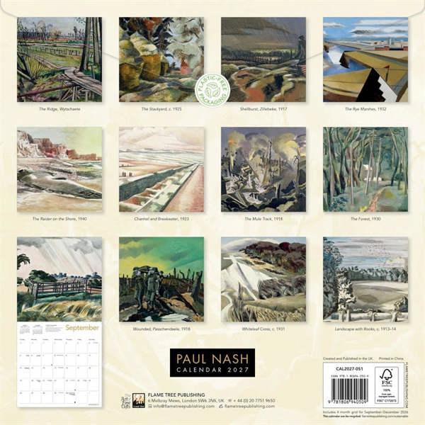 Paul Nash Calendar 2027, Wall Calendars, Month To View, Art, Gift