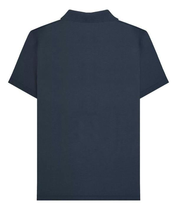 Lambretta Mens Vintage Classic Mod Ska Casual Smart Polo, front view of navy blue polo shirt with ribbed collar and short sleeves.