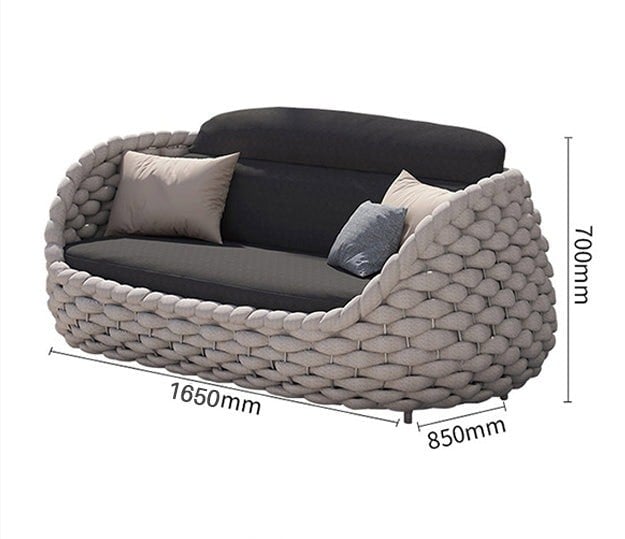 Marbella Textilene Rope Woven Outdoor Sofa Set, Grey-Weilai Concept-Weilai Concept
