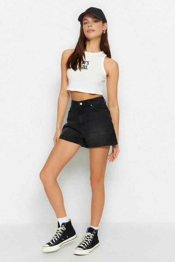 WOVCOR High-Waisted Denim Shorts