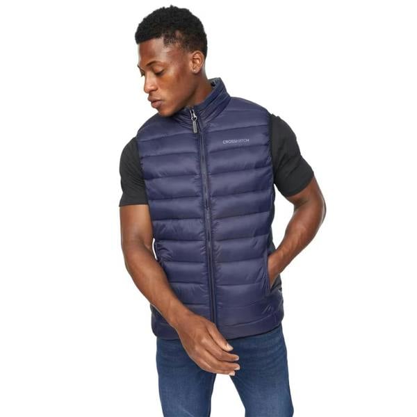 Crosshatch Mens Gattering Quilted Gilet - Navy - 
